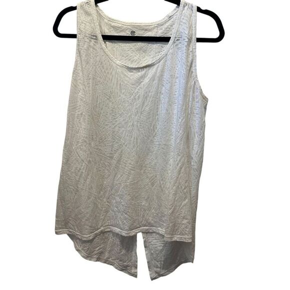 C9 Champion Scoop Neck Split Back Semi Sheer Jacquard Tank Top White XXL - Picture 1 of 4